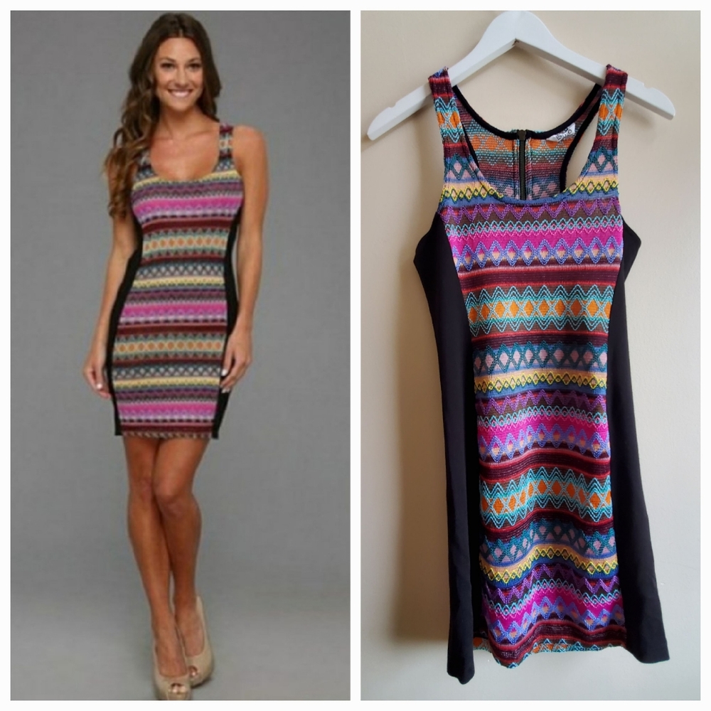 Buffalo David Bitton Racerback Dress Sleeveless with crochet geometric pattern M